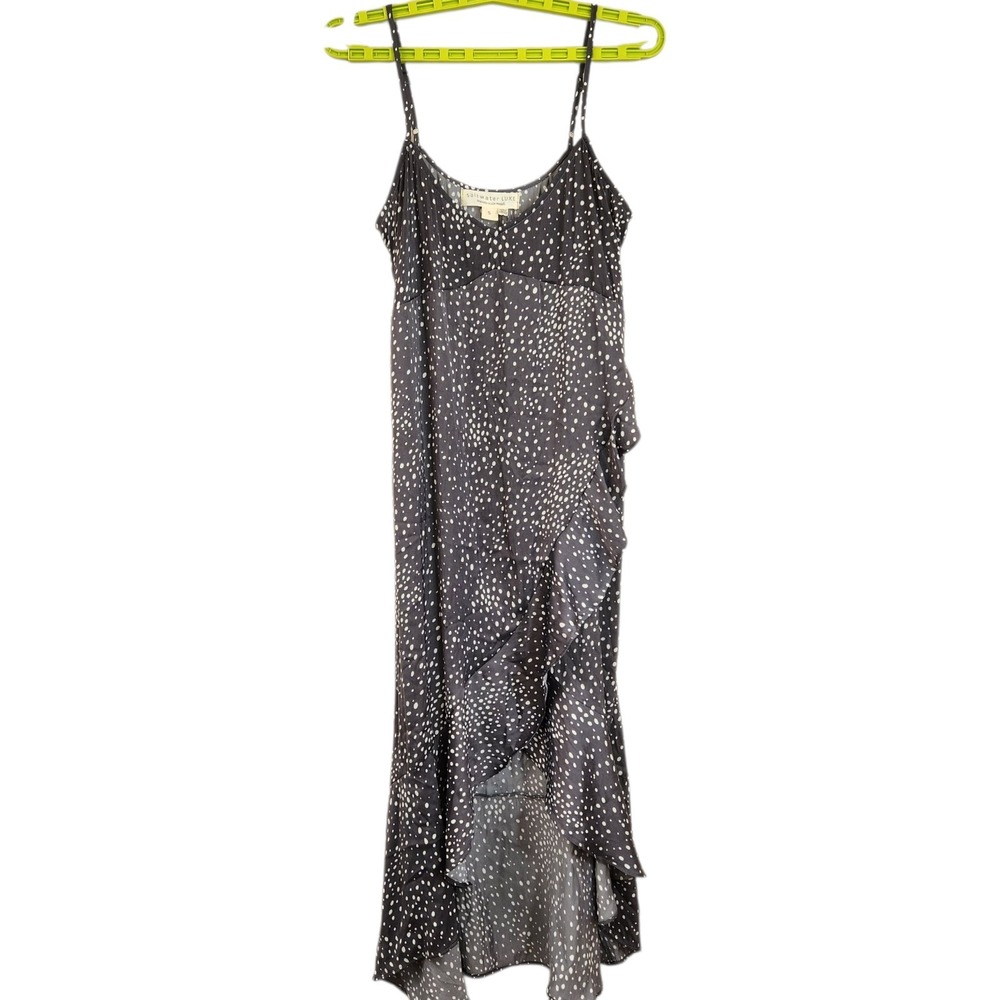 Saltwater Luxe Size Small Dress‎ Maxi Summer Grey White Wrap Flutter Lightweight